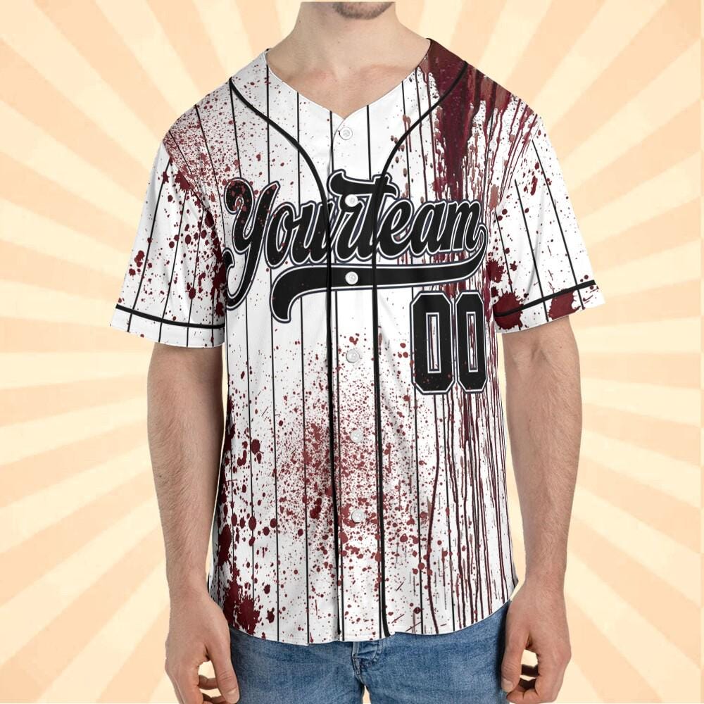 Personalized Zombie Blood Black Halloween Baseball Jersey