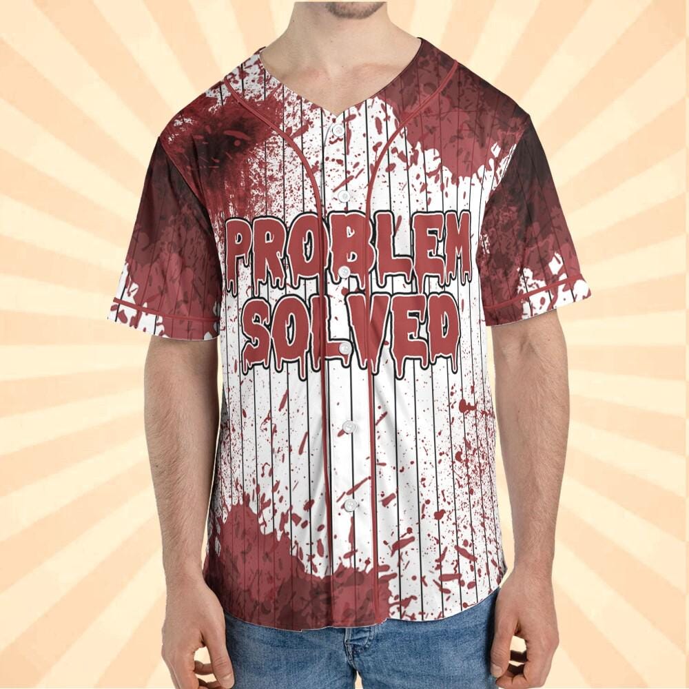 Personalized Blood Stain Problem Red Halloween Baseball Jersey