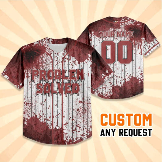 Personalized Blood Stain Problem Red Halloween Baseball Jersey