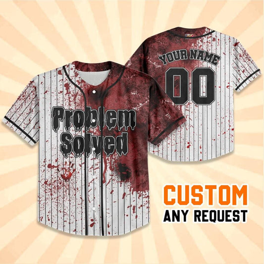 Personalized Blood Stain Problem Black Halloween Baseball Jersey Kid