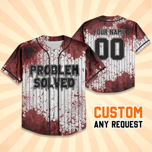 Personalized Blood Stain Problem Black Halloween Baseball Jersey