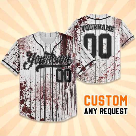 Personalized Zombie Blood Black Halloween Baseball Jersey