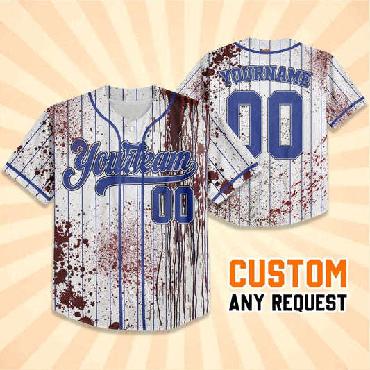 Personalized Zombie Blood Blue Halloween Baseball Jersey