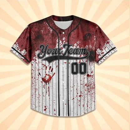 Personalized Blood Stain Black Halloween Zombie Baseball Jersey