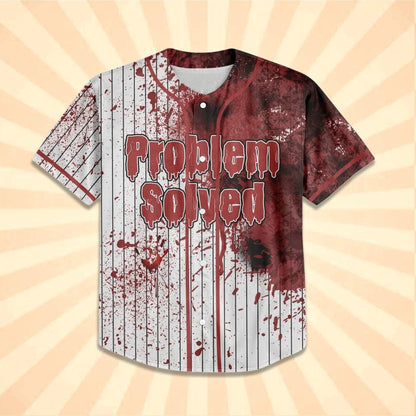 Personalized Blood Stain Problem Red Halloween Spooky Baseball Jersey