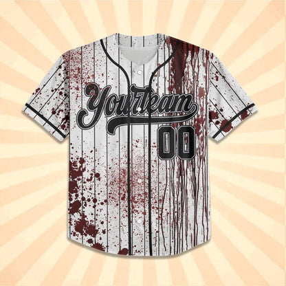 Personalized Zombie Blood Black Halloween Baseball Jersey
