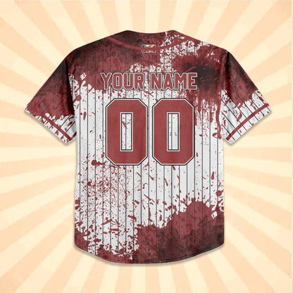 Personalized Blood Stain Problem Red Halloween Baseball Jersey