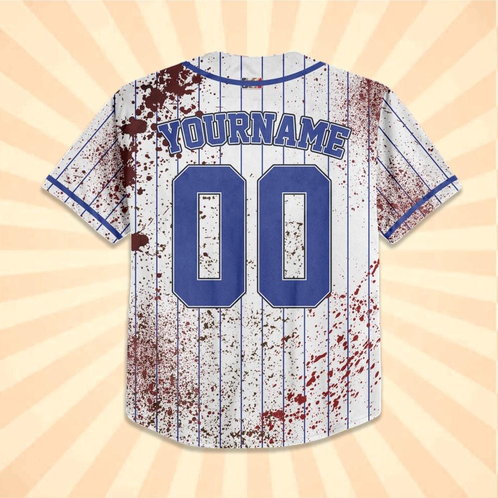Personalized Zombie Blood Blue Halloween Baseball Jersey