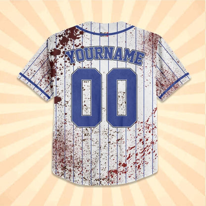 Personalized Zombie Blood Blue Halloween Baseball Jersey