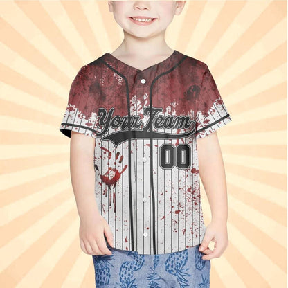 Personalized Blood Stain Black Halloween Zombie Baseball Jersey
