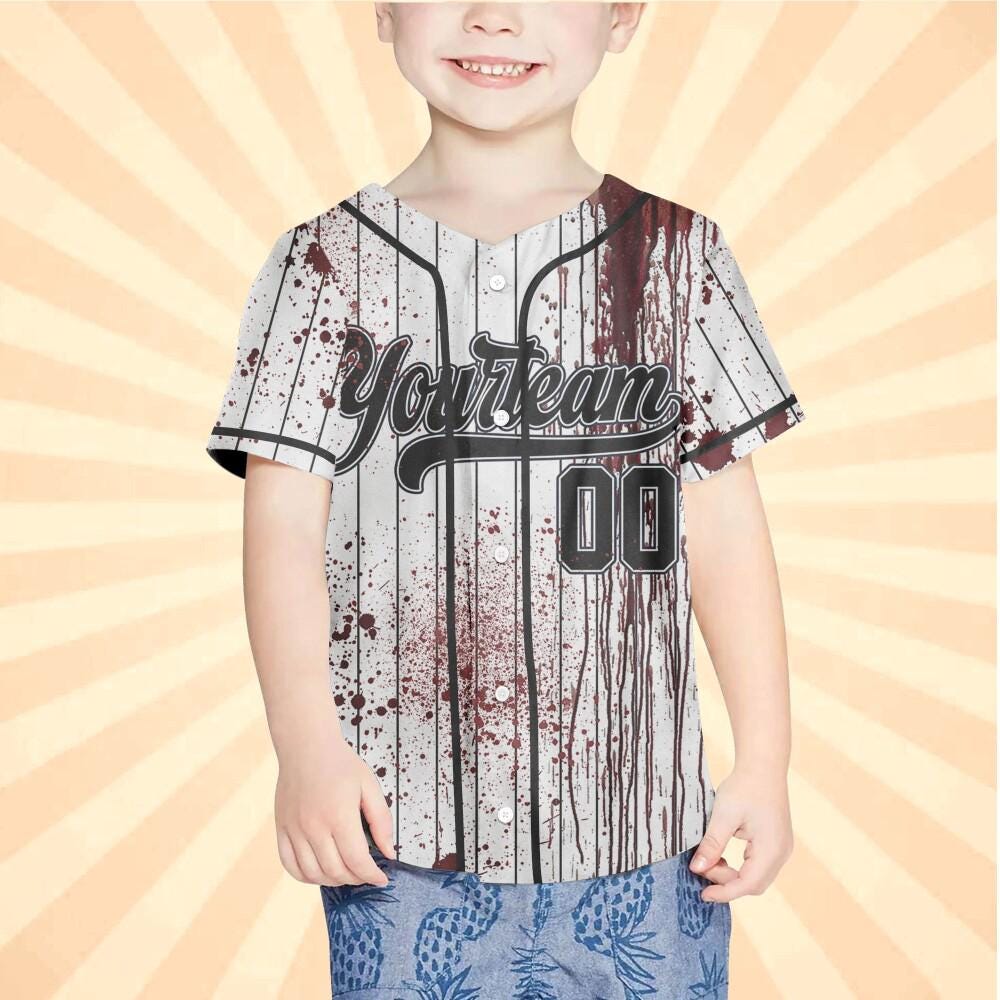 Personalized Zombie Blood Black Halloween Baseball Jersey