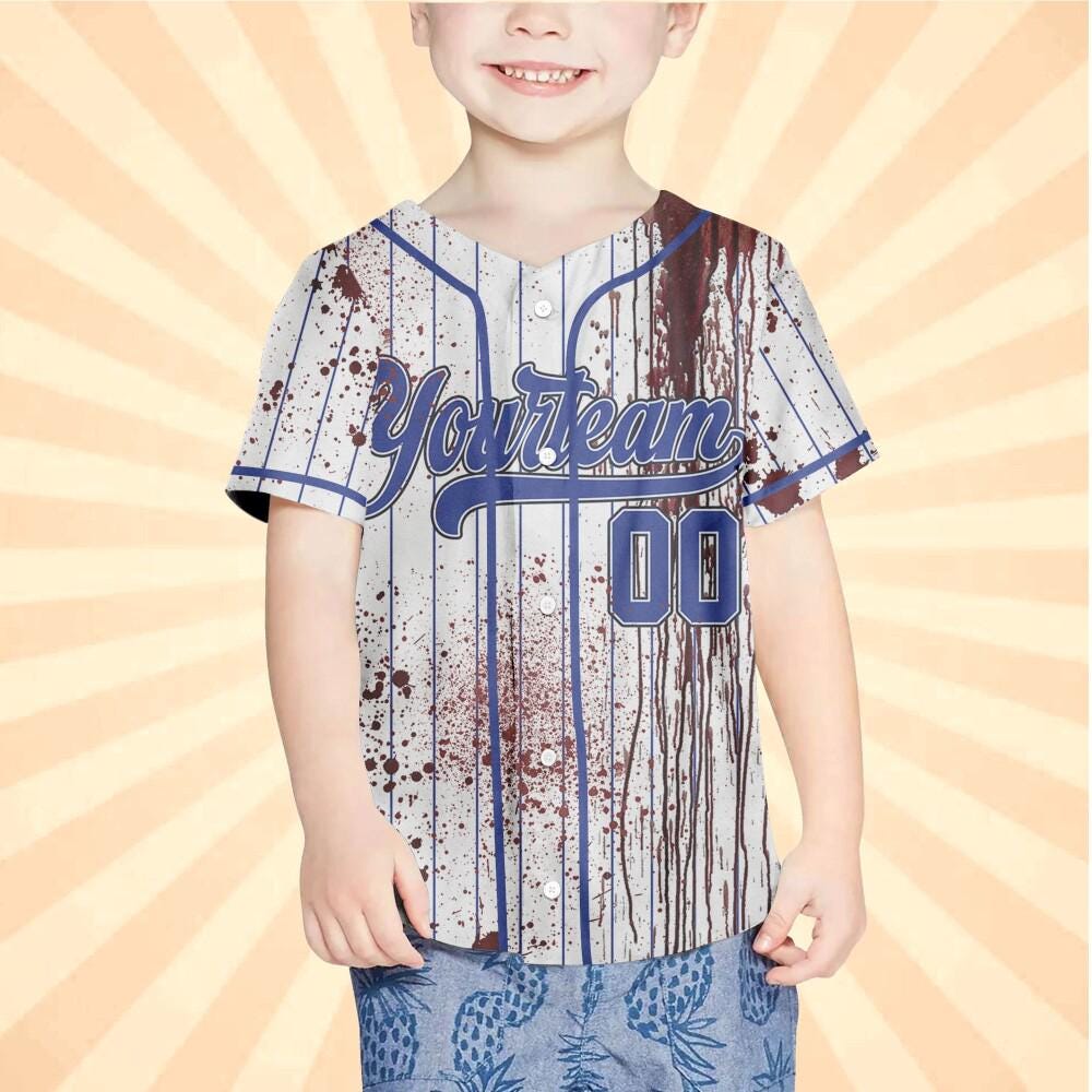 Personalized Zombie Blood Blue Halloween Baseball Jersey