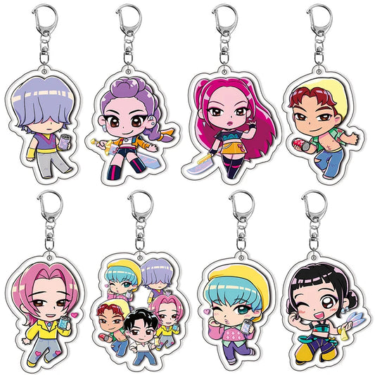Kpop Demon Hunters Keychain Huntrix Saja Boys Keychains for Accessories Jewelry Rumi Zoey Jinu Mira Sold My Soul Keyrings Gifts