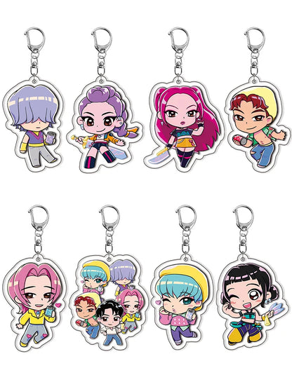Kpop Demon Hunters Keychain Huntrix Saja Boys Keychains for Accessories Jewelry Rumi Zoey Jinu Mira Sold My Soul Keyrings Gifts