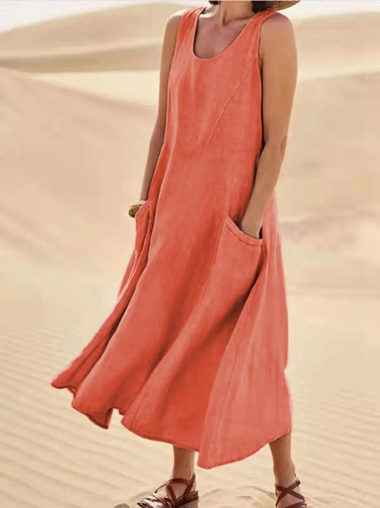 🌿 Cotton-Linen Oversized Sundress Sleeveless