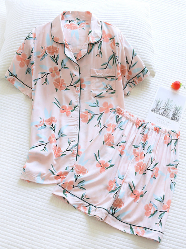 Cotton Short Sleeve Shorts Pajamas