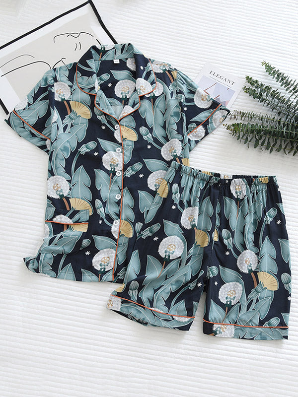 Summer short Sleeve Shorts Pajamas