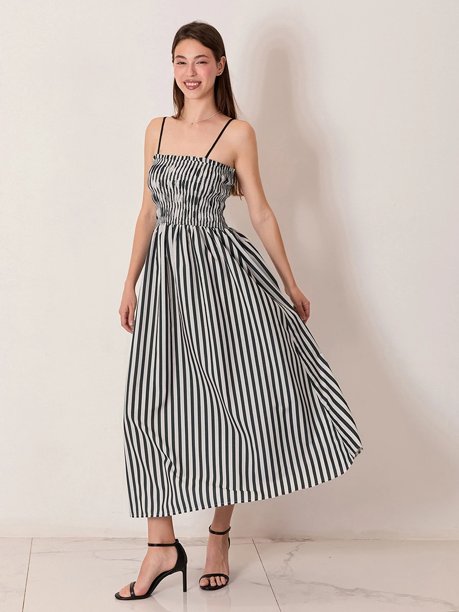 Lauren Striped Silk-Blend Engagement Dress