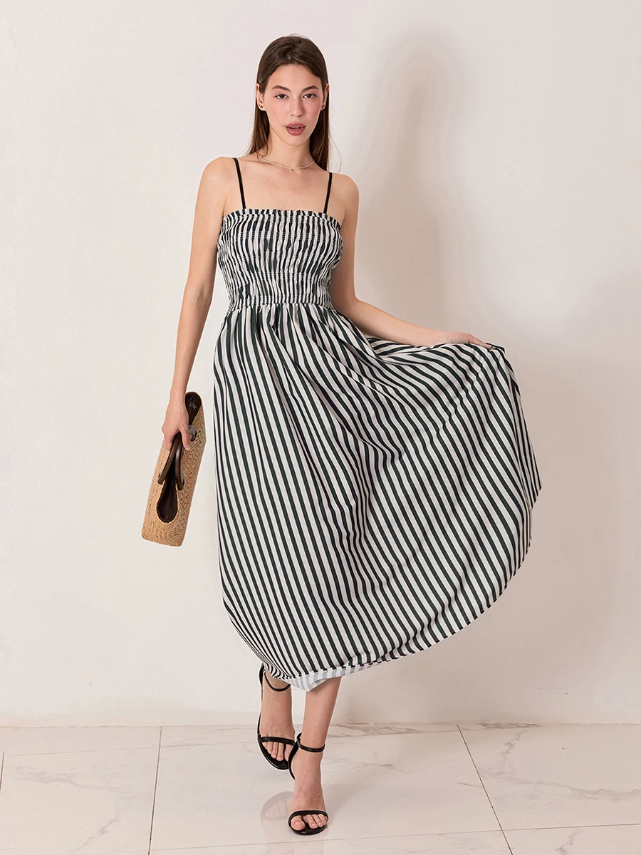 Lauren Striped Silk-Blend Engagement Dress