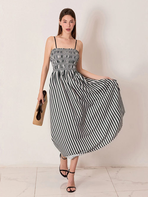 Lauren Striped Silk-Blend Engagement Dress