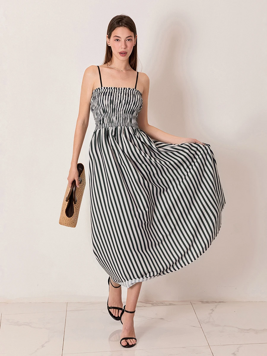 Lauren Striped Silk-Blend Engagement Dress
