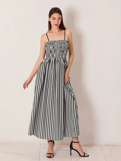 Lauren Striped Silk-Blend Engagement Dress