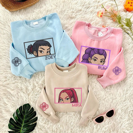 Kpop Character Embroidered Family Sweatshirt