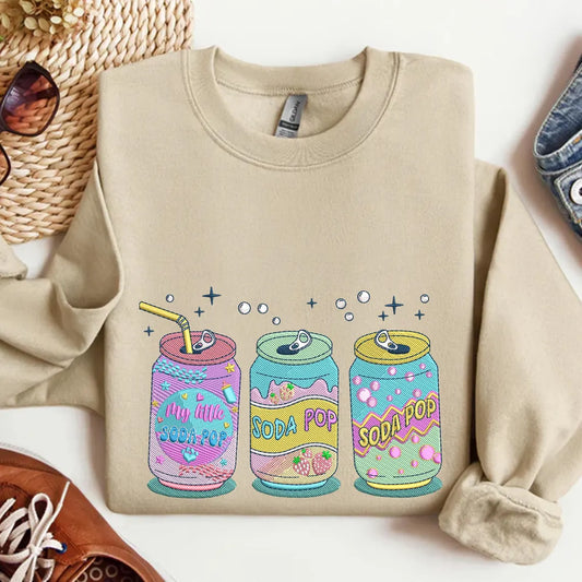 Kpop Soda Pop Embroidered Sweatshirt