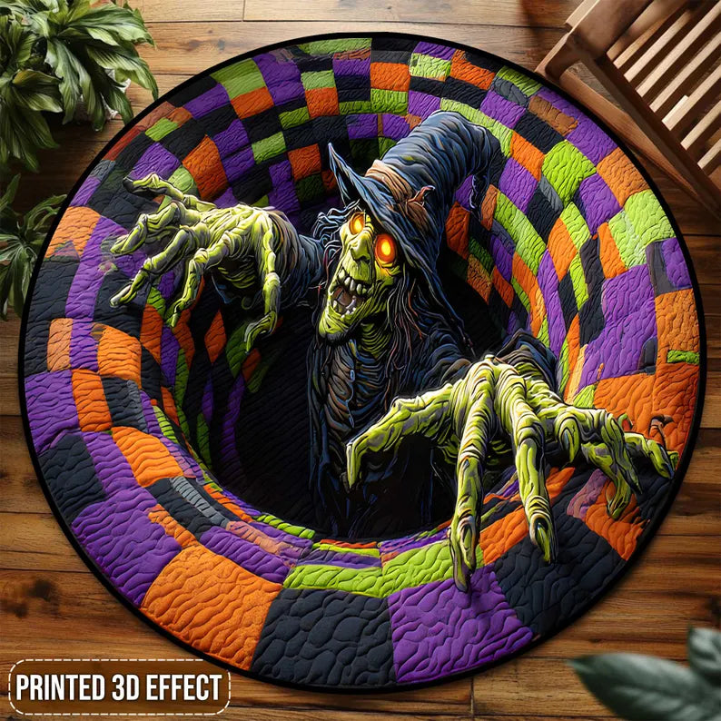 3D Effect Printed Halloween Witch Rug