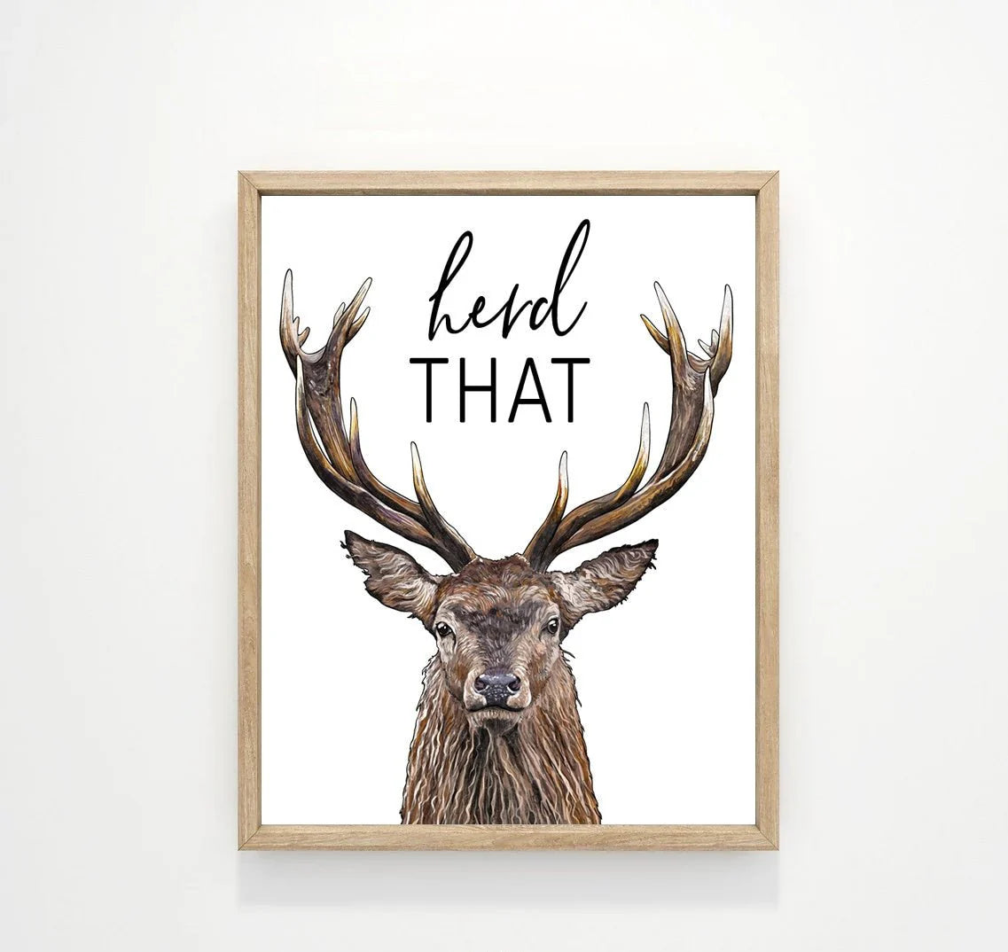 Set of 3 Bathroom Funny Moose, Bear & Deer Canvas