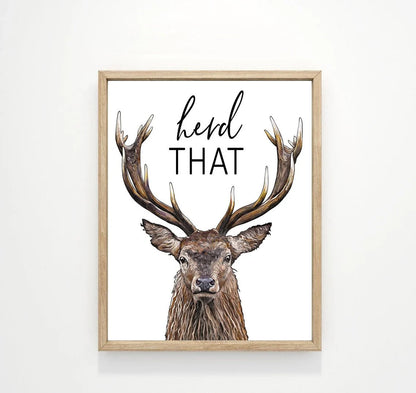 Set of 3 Bathroom Funny Moose, Bear & Deer Canvas